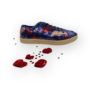 Ibizas ༄ Sequin Platform Espadrilles Lace Up Sneakers ༄ Navy Red Pink༄ 40 9 9.5